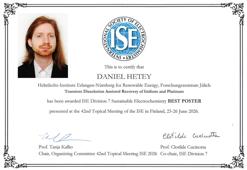 Daniel wins a Best Poster Award on the 42nd Topical Meeting of the ISE in Finland