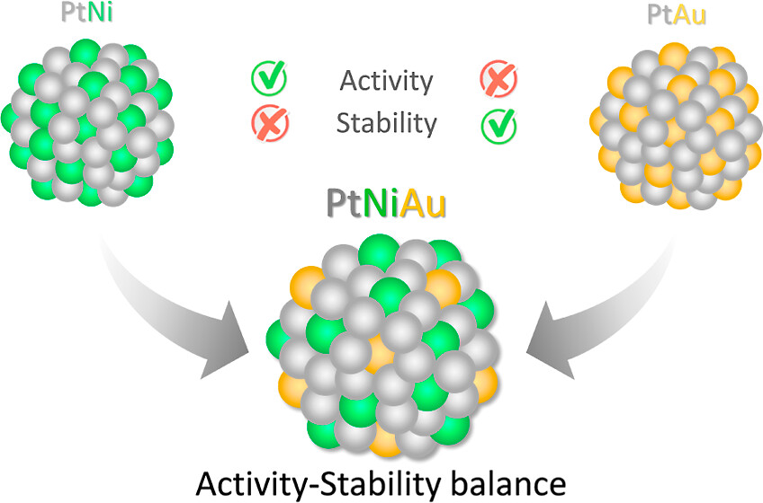 Balancing activity and stability through compositional engineering of ternary PtNi–Au alloy ORR catalysts