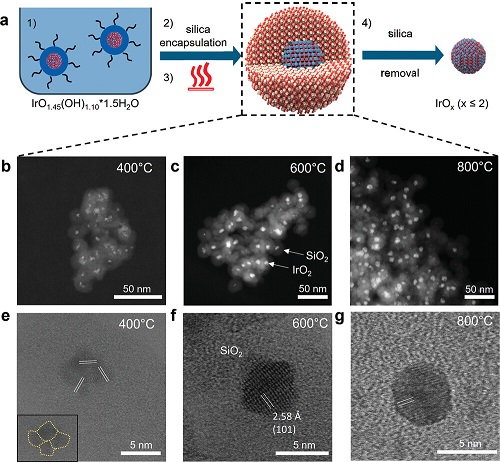 Size-controlled synthesis of IrO2 nanoparticles at high temperatures for the oxygen evolution reaction